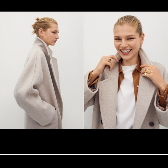 Mango wool oversized cocoon coat - Picture 2 of 4